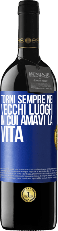 39,95 € Spedizione Gratuita | Vino rosso Edizione RED MBE Riserva Torni sempre nei vecchi luoghi in cui amavi la vita Etichetta Blu. Etichetta personalizzabile Riserva 12 Mesi Raccogliere 2015 Tempranillo