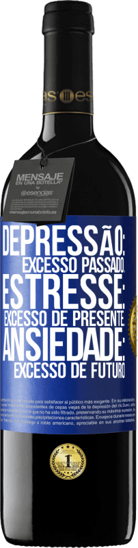 39,95 € Envio grátis | Vinho tinto Edição RED MBE Reserva Depressão: excesso passado. Estresse: excesso de presente. Ansiedade: excesso de futuro Etiqueta Azul. Etiqueta personalizável Reserva 12 Meses Colheita 2015 Tempranillo