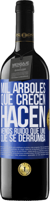 39,95 € Envío gratis | Vino Tinto Edición RED MBE Reserva Mil árboles que crecen hacen menos ruido que uno que se derrumba Etiqueta Azul. Etiqueta personalizable Reserva 12 Meses Cosecha 2015 Tempranillo