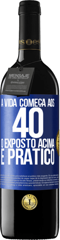 39,95 € Envio grátis | Vinho tinto Edição RED MBE Reserva A vida começa aos 40 anos. O acima é apenas prático Etiqueta Azul. Etiqueta personalizável Reserva 12 Meses Colheita 2015 Tempranillo