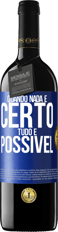 39,95 € Envio grátis | Vinho tinto Edição RED MBE Reserva Quando nada é certo, tudo é possível Etiqueta Azul. Etiqueta personalizável Reserva 12 Meses Colheita 2014 Tempranillo