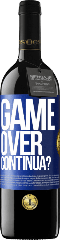 39,95 € Spedizione Gratuita | Vino rosso Edizione RED MBE Riserva GAME OVER. Continua? Etichetta Blu. Etichetta personalizzabile Riserva 12 Mesi Raccogliere 2015 Tempranillo