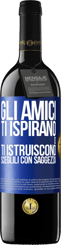 39,95 € Spedizione Gratuita | Vino rosso Edizione RED MBE Riserva Gli amici ti ispirano o ti istruiscono. Sceglili con saggezza Etichetta Blu. Etichetta personalizzabile Riserva 12 Mesi Raccogliere 2016 Tempranillo