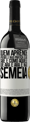 39,95 € Envio grátis | Vinho tinto Edição RED MBE Reserva Quem aprende, aprende e não pratica o que sabe é como aquele que ara e ara e não semeia Etiqueta Branca. Etiqueta personalizável Reserva 12 Meses Colheita 2016 Tempranillo
