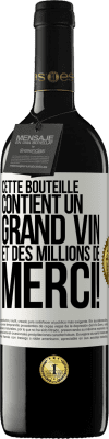 39,95 € Envoi gratuit | Vin rouge Édition RED MBE Réserve Cette bouteille contient un grand vin et des millions de MERCI! Étiquette Blanche. Étiquette personnalisable Réserve 12 Mois Récolte 2015 Tempranillo