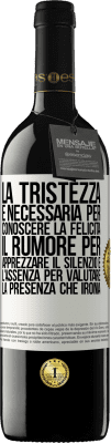 39,95 € Spedizione Gratuita | Vino rosso Edizione RED MBE Riserva La tristezza è necessaria per conoscere la felicità, il rumore per apprezzare il silenzio e l'assenza per valutare la Etichetta Bianca. Etichetta personalizzabile Riserva 12 Mesi Raccogliere 2014 Tempranillo