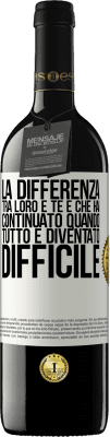 39,95 € Spedizione Gratuita | Vino rosso Edizione RED MBE Riserva La differenza tra loro e te è che hai continuato quando tutto è diventato difficile Etichetta Bianca. Etichetta personalizzabile Riserva 12 Mesi Raccogliere 2016 Tempranillo