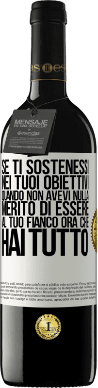 39,95 € Spedizione Gratuita | Vino rosso Edizione RED MBE Riserva Se ti sostenessi nei tuoi obiettivi quando non avevi nulla, merito di essere al tuo fianco ora che hai tutto Etichetta Bianca. Etichetta personalizzabile Riserva 12 Mesi Raccogliere 2015 Tempranillo