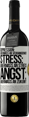 39,95 € Kostenloser Versand | Rotwein RED Ausgabe MBE Reserve Depression: Übermaß an Vergangenheit. Stress: Übermaß an Stress. Angst: Übermaß an Zukunft Weißes Etikett. Anpassbares Etikett Reserve 12 Monate Ernte 2015 Tempranillo