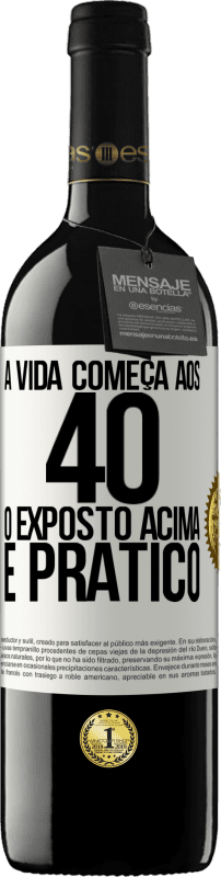 39,95 € Envio grátis | Vinho tinto Edição RED MBE Reserva A vida começa aos 40 anos. O acima é apenas prático Etiqueta Branca. Etiqueta personalizável Reserva 12 Meses Colheita 2015 Tempranillo