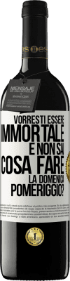 39,95 € Spedizione Gratuita | Vino rosso Edizione RED MBE Riserva Vorresti essere immortale e non sai cosa fare la domenica pomeriggio? Etichetta Bianca. Etichetta personalizzabile Riserva 12 Mesi Raccogliere 2016 Tempranillo