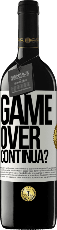 39,95 € Spedizione Gratuita | Vino rosso Edizione RED MBE Riserva GAME OVER. Continua? Etichetta Bianca. Etichetta personalizzabile Riserva 12 Mesi Raccogliere 2015 Tempranillo