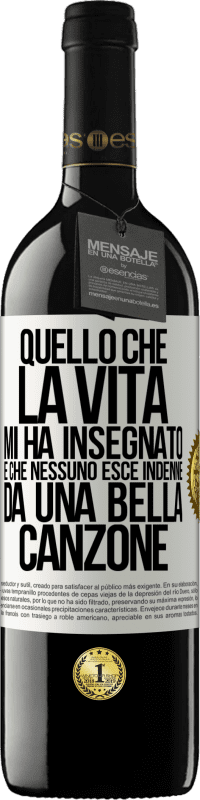 39,95 € Spedizione Gratuita | Vino rosso Edizione RED MBE Riserva Quello che la vita mi ha insegnato è che nessuno esce indenne da una bella canzone Etichetta Bianca. Etichetta personalizzabile Riserva 12 Mesi Raccogliere 2016 Tempranillo