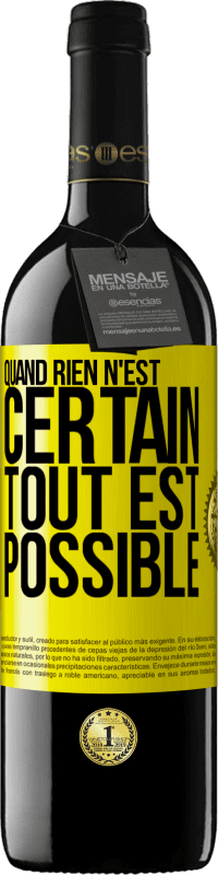 39,95 € Envoi gratuit | Vin rouge Édition RED MBE Réserve Quand rien n'est certain, tout est possible Étiquette Jaune. Étiquette personnalisable Réserve 12 Mois Récolte 2016 Tempranillo