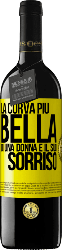 39,95 € Spedizione Gratuita | Vino rosso Edizione RED MBE Riserva La curva più bella di una donna è il suo sorriso Etichetta Gialla. Etichetta personalizzabile Riserva 12 Mesi Raccogliere 2016 Tempranillo