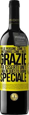 39,95 € Spedizione Gratuita | Vino rosso Edizione RED MBE Riserva Per le persone come te ci sono sorrisi come i nostri. Grazie per esserti unito a noi in questo giorno speciale Etichetta Gialla. Etichetta personalizzabile Riserva 12 Mesi Raccogliere 2015 Tempranillo