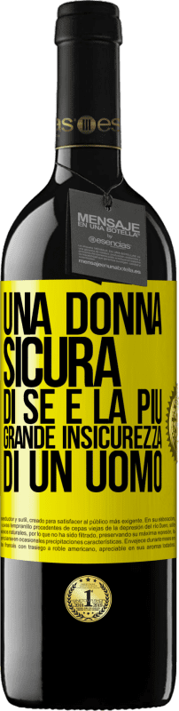 39,95 € Spedizione Gratuita | Vino rosso Edizione RED MBE Riserva Una donna sicura di sé è la più grande insicurezza di un uomo Etichetta Gialla. Etichetta personalizzabile Riserva 12 Mesi Raccogliere 2015 Tempranillo