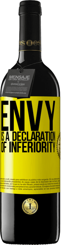 39,95 € Free Shipping | Red Wine RED Edition MBE Reserve Envy is a declaration of inferiority Yellow Label. Customizable label Reserve 12 Months Harvest 2014 Tempranillo