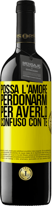 39,95 € Spedizione Gratuita | Vino rosso Edizione RED MBE Riserva Possa l'amore perdonarmi per averlo confuso con te Etichetta Gialla. Etichetta personalizzabile Riserva 12 Mesi Raccogliere 2015 Tempranillo