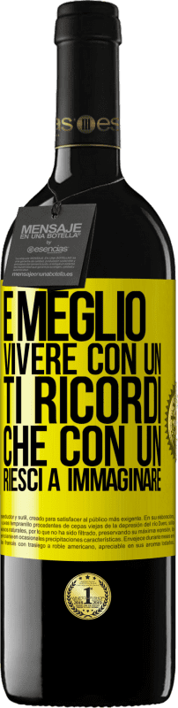 39,95 € Spedizione Gratuita | Vino rosso Edizione RED MBE Riserva È meglio vivere con un Ti ricordi che con un Riesci a immaginare Etichetta Gialla. Etichetta personalizzabile Riserva 12 Mesi Raccogliere 2015 Tempranillo