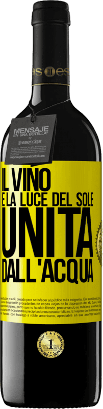 39,95 € Spedizione Gratuita | Vino rosso Edizione RED MBE Riserva Il vino è la luce del sole, unita dall'acqua Etichetta Gialla. Etichetta personalizzabile Riserva 12 Mesi Raccogliere 2016 Tempranillo