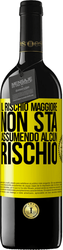 39,95 € Spedizione Gratuita | Vino rosso Edizione RED MBE Riserva Il rischio maggiore non sta assumendo alcun rischio Etichetta Gialla. Etichetta personalizzabile Riserva 12 Mesi Raccogliere 2015 Tempranillo