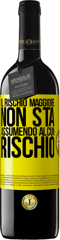 39,95 € Spedizione Gratuita | Vino rosso Edizione RED MBE Riserva Il rischio maggiore non sta assumendo alcun rischio Etichetta Gialla. Etichetta personalizzabile Riserva 12 Mesi Raccogliere 2016 Tempranillo