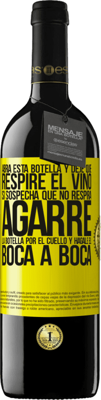 39,95 € Envío gratis | Vino Tinto Edición RED MBE Reserva Abra esta botella y deje que respire el vino. Si sospecha que no respira, agarre la botella por el cuello y hágale el boca a Etiqueta Amarilla. Etiqueta personalizable Reserva 12 Meses Cosecha 2015 Tempranillo