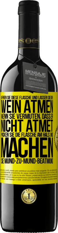 39,95 € Kostenloser Versand | Rotwein RED Ausgabe MBE Reserve Öffnen Sie diese Flasche und lassen Sie den Wein atmen. Wenn Sie vermuten, dass er nicht atmet, packen Sie die Flasche am Hals u Gelbes Etikett. Anpassbares Etikett Reserve 12 Monate Ernte 2015 Tempranillo