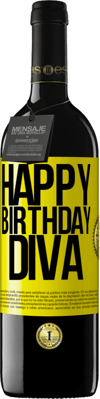 39,95 € Free Shipping | Red Wine RED Edition MBE Reserve Happy birthday Diva Yellow Label. Customizable label Reserve 12 Months Harvest 2014 Tempranillo