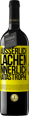 39,95 € Kostenloser Versand | Rotwein RED Ausgabe MBE Reserve Äußerlich Lachen, innerlich Katastrophe Gelbes Etikett. Anpassbares Etikett Reserve 12 Monate Ernte 2014 Tempranillo