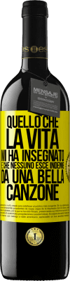 39,95 € Spedizione Gratuita | Vino rosso Edizione RED MBE Riserva Quello che la vita mi ha insegnato è che nessuno esce indenne da una bella canzone Etichetta Gialla. Etichetta personalizzabile Riserva 12 Mesi Raccogliere 2015 Tempranillo