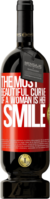 49,95 € 免费送货 | 红酒 高级版 MBS® 预订 女人最美丽的曲线是她的微笑 红色标签. 可自定义的标签 预订 12 个月 收成 2014 Tempranillo
