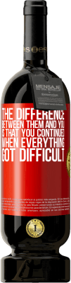 49,95 € Free Shipping | Red Wine Premium Edition MBS® Reserve The difference between them and you, is that you continued when everything got difficult Red Label. Customizable label Reserve 12 Months Harvest 2016 Tempranillo