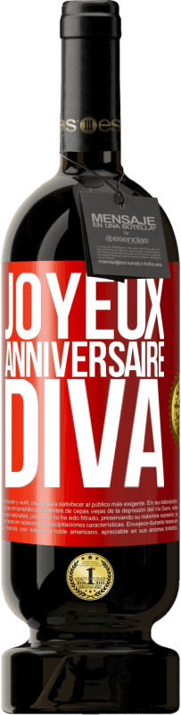 49,95 € Envoi gratuit | Vin rouge Édition Premium MBS® Réserve Joyeux anniversaire, Diva Étiquette Rouge. Étiquette personnalisable Réserve 12 Mois Récolte 2015 Tempranillo