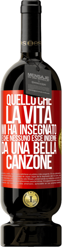 49,95 € Spedizione Gratuita | Vino rosso Edizione Premium MBS® Riserva Quello che la vita mi ha insegnato è che nessuno esce indenne da una bella canzone Etichetta Rossa. Etichetta personalizzabile Riserva 12 Mesi Raccogliere 2016 Tempranillo