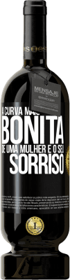 49,95 € Envio grátis | Vinho tinto Edição Premium MBS® Reserva A curva mais bonita de uma mulher é o seu sorriso Etiqueta Preta. Etiqueta personalizável Reserva 12 Meses Colheita 2014 Tempranillo