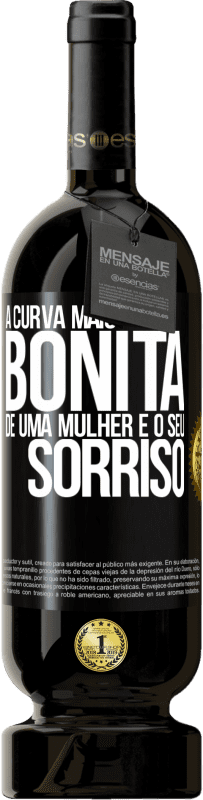 49,95 € Envio grátis | Vinho tinto Edição Premium MBS® Reserva A curva mais bonita de uma mulher é o seu sorriso Etiqueta Preta. Etiqueta personalizável Reserva 12 Meses Colheita 2015 Tempranillo