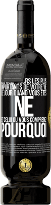 49,95 € Envoi gratuit | Vin rouge Édition Premium MBS® Réserve Les deux jours les plus importants de votre vie: le jour quand vous êtes né et celui où vous comprenez pourquoi Étiquette Noire. Étiquette personnalisable Réserve 12 Mois Récolte 2015 Tempranillo