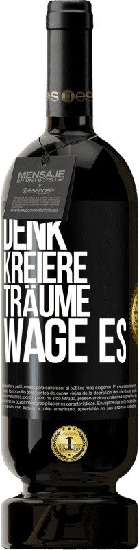 49,95 € Kostenloser Versand | Rotwein Premium Ausgabe MBS® Reserve Denk. Kreiere. Träume. Wage es Schwarzes Etikett. Anpassbares Etikett Reserve 12 Monate Ernte 2015 Tempranillo