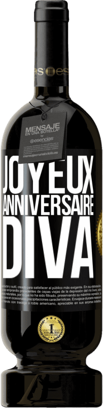 49,95 € Envoi gratuit | Vin rouge Édition Premium MBS® Réserve Joyeux anniversaire, Diva Étiquette Noire. Étiquette personnalisable Réserve 12 Mois Récolte 2015 Tempranillo