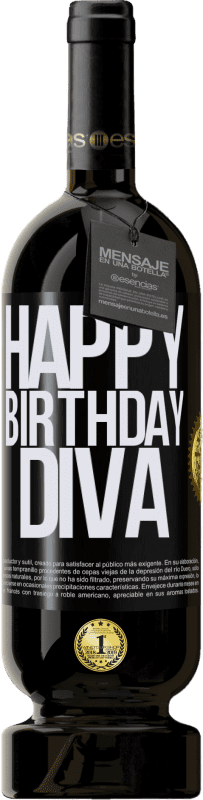 49,95 € Envío gratis | Vino Tinto Edición Premium MBS® Reserva Happy birthday Diva Etiqueta Negra. Etiqueta personalizable Reserva 12 Meses Cosecha 2014 Tempranillo