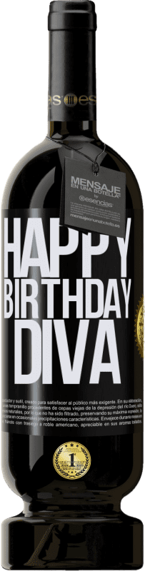 49,95 € Envío gratis | Vino Tinto Edición Premium MBS® Reserva Happy birthday Diva Etiqueta Negra. Etiqueta personalizable Reserva 12 Meses Cosecha 2016 Tempranillo