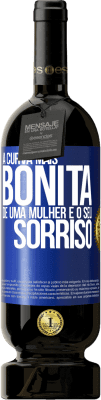 49,95 € Envio grátis | Vinho tinto Edição Premium MBS® Reserva A curva mais bonita de uma mulher é o seu sorriso Etiqueta Azul. Etiqueta personalizável Reserva 12 Meses Colheita 2015 Tempranillo