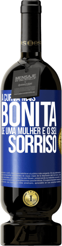 49,95 € Envio grátis | Vinho tinto Edição Premium MBS® Reserva A curva mais bonita de uma mulher é o seu sorriso Etiqueta Azul. Etiqueta personalizável Reserva 12 Meses Colheita 2016 Tempranillo