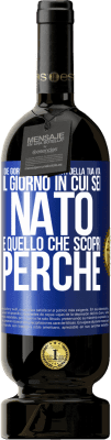 49,95 € Spedizione Gratuita | Vino rosso Edizione Premium MBS® Riserva I due giorni più importanti della tua vita: il giorno in cui sei nato e quello che scopri perché Etichetta Blu. Etichetta personalizzabile Riserva 12 Mesi Raccogliere 2015 Tempranillo