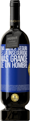 49,95 € Envío gratis | Vino Tinto Edición Premium MBS® Reserva Una mujer segura es la inseguridad más grande de un hombre Etiqueta Azul. Etiqueta personalizable Reserva 12 Meses Cosecha 2015 Tempranillo