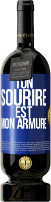 49,95 € Envoi gratuit | Vin rouge Édition Premium MBS® Réserve Ton sourire est mon armure Étiquette Bleue. Étiquette personnalisable Réserve 12 Mois Récolte 2015 Tempranillo