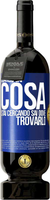 49,95 € Spedizione Gratuita | Vino rosso Edizione Premium MBS® Riserva Quando sai cosa stai cercando, sai dove trovarlo Etichetta Blu. Etichetta personalizzabile Riserva 12 Mesi Raccogliere 2014 Tempranillo