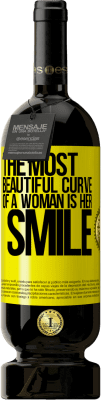 49,95 € 送料無料 | 赤ワイン プレミアム版 MBS® 予約する 女性の最も美しい曲線は彼女の笑顔です 黄色のラベル. カスタマイズ可能なラベル 予約する 12 月 収穫 2014 Tempranillo